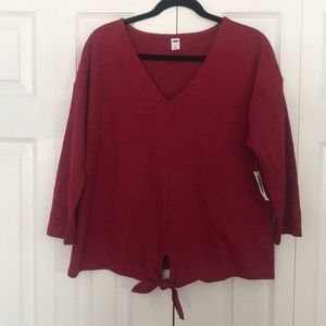 Old Navy Red Front Tie 3/4 Sleeve Shirt